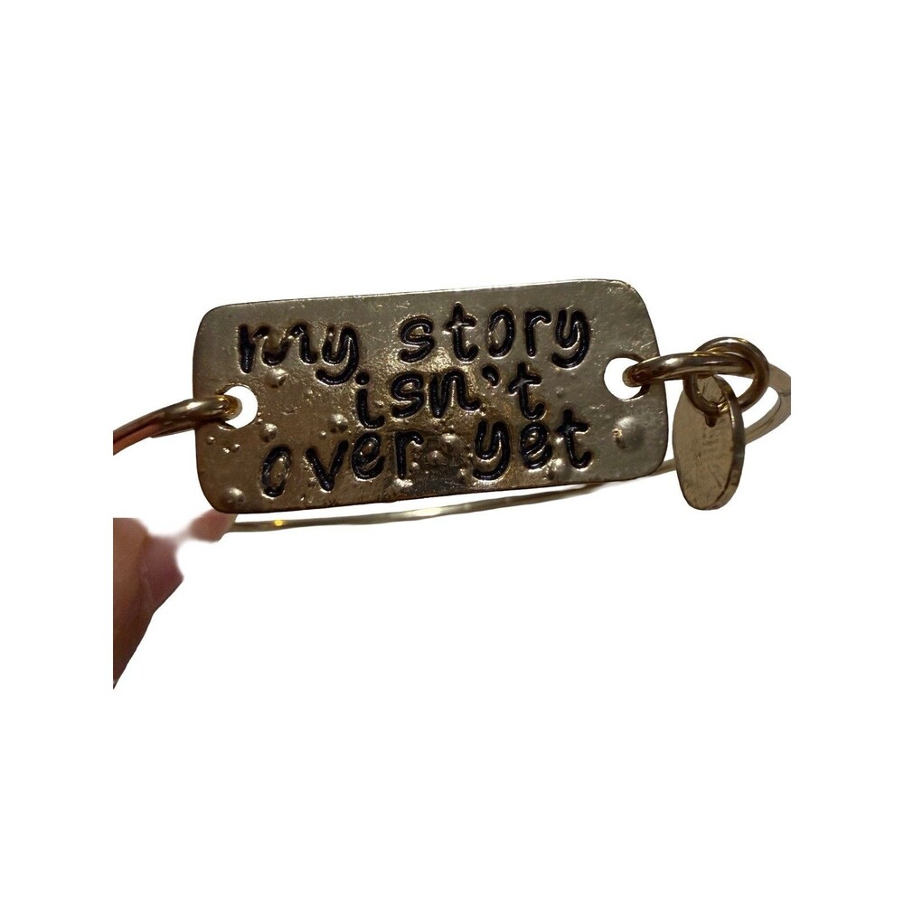 My Story Isn’t Over Yet Semicolon Gold Tone Bangle Bracelet